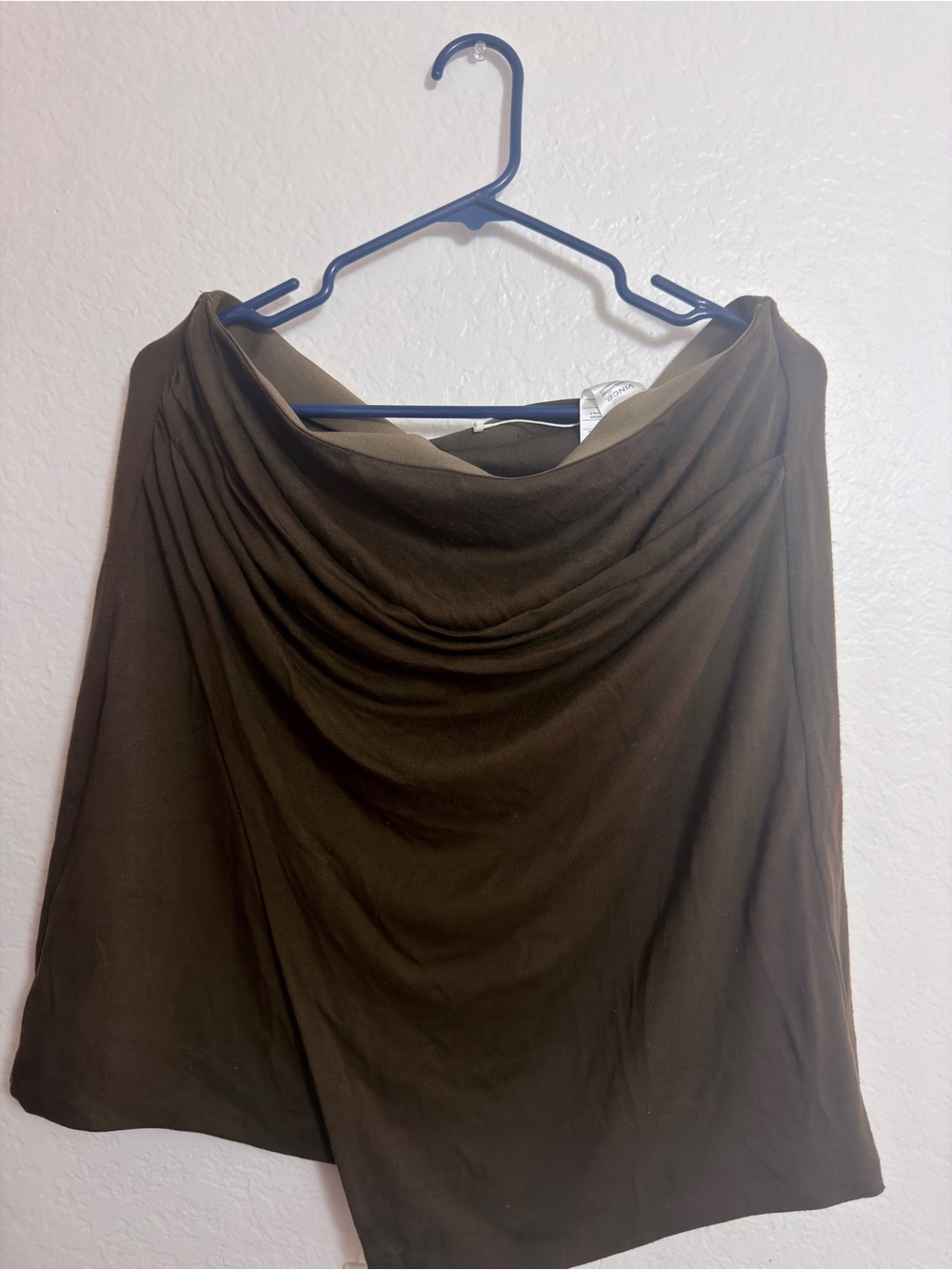 Vince Olive Brown Draped Midi Skirt